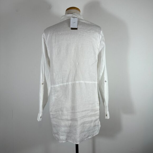NWT J.Jill Love Linen White 1/2 Button Popover Tunic Top Shirt Size S Linen - Picture 9 of 16